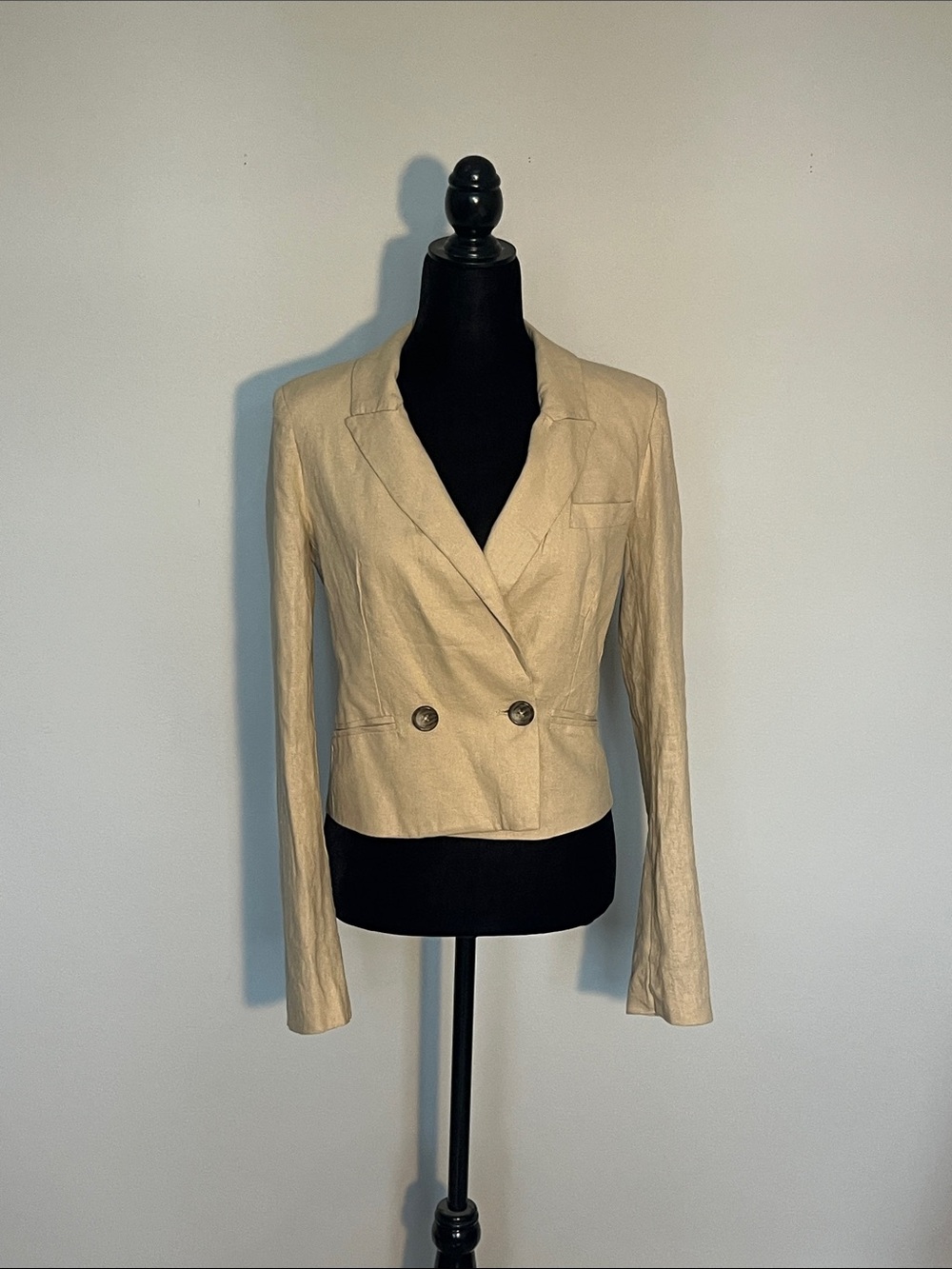 Jason Wu Beige Double-Breasted Cropped Blazer